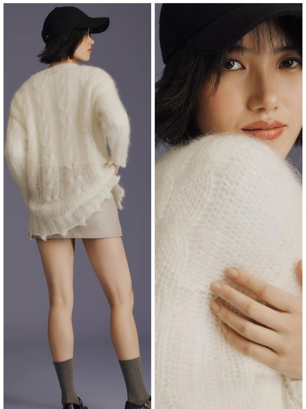 Anthropologie Posey Stitchy Wool Blend Distressed Cable Knit Sweater S EUC